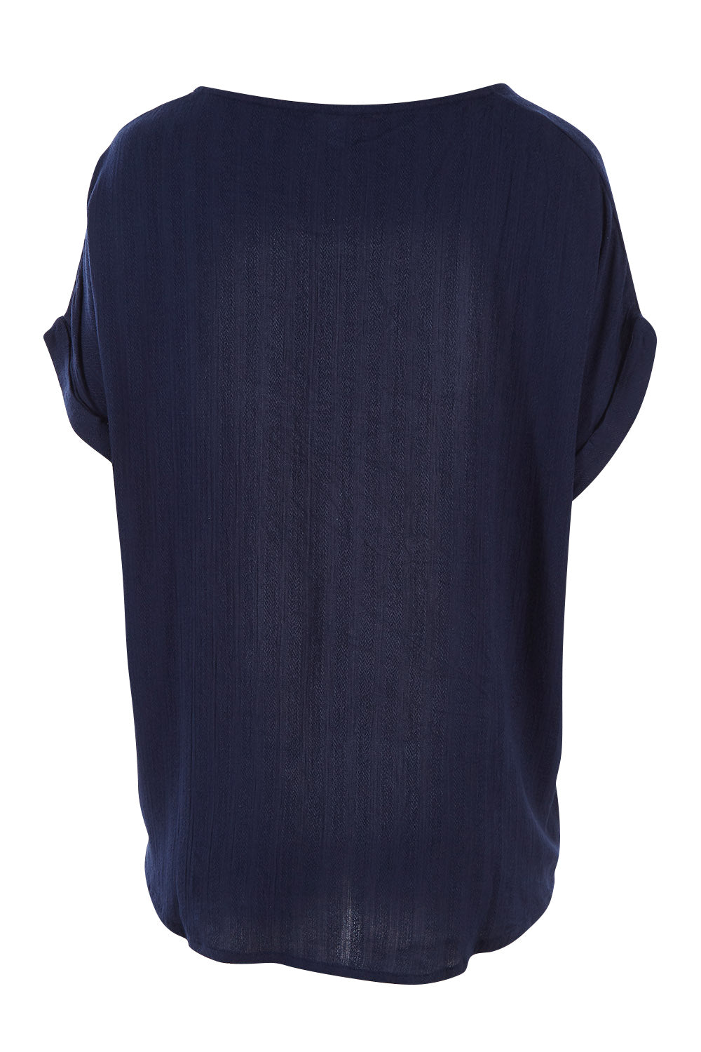 Product shot of The Textured Shell Top in colour Navy (Blue), from the back
