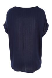 Product shot of The Textured Shell Top in colour Navy (Blue), from the back