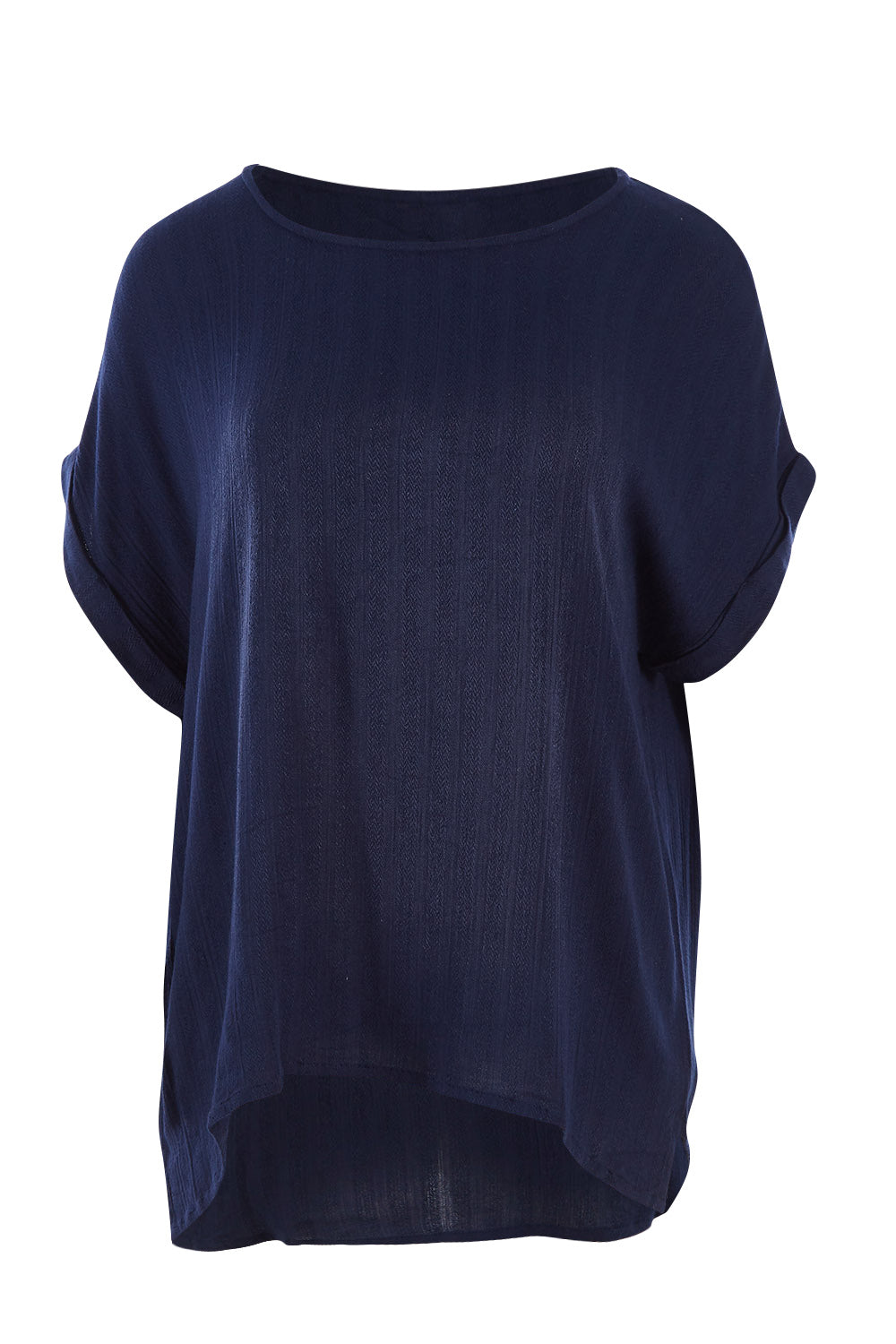 Product shot of The Textured Shell Top in colour Navy (Blue), from the front