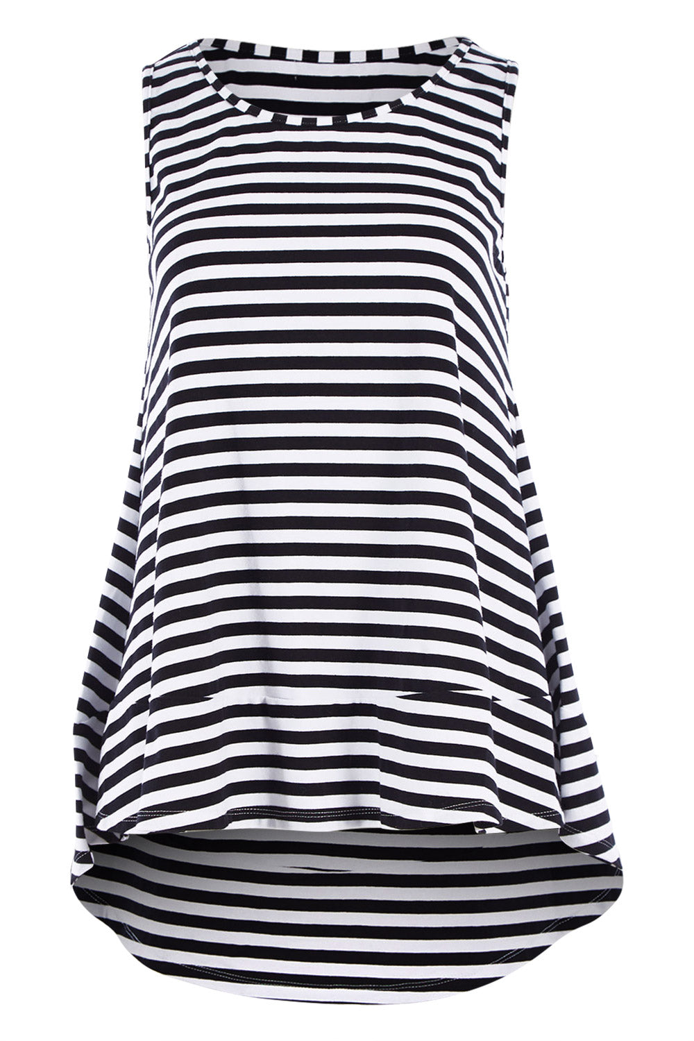 Product shot of The Swing Tank in colour Blkstripe (Black), from the front