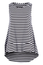 Product shot of The Swing Tank in colour Blkstripe (Black), from the front