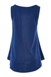 Product shot of The Swing Tank in colour Navy (Blue), from the back