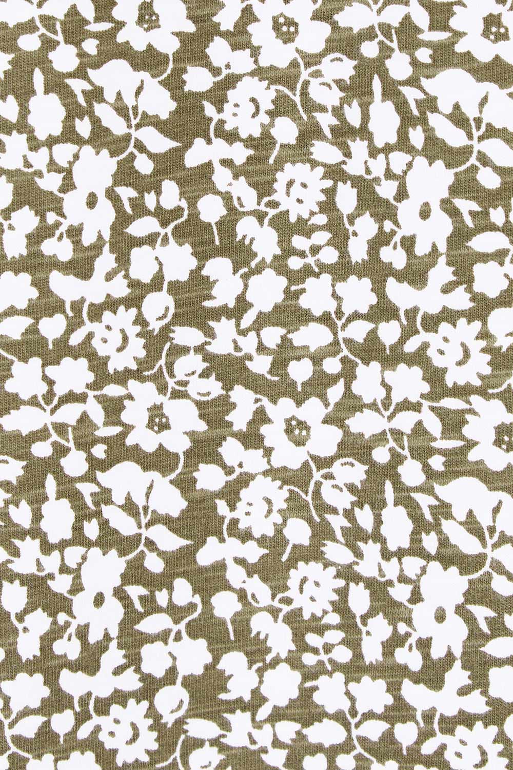 Product shot of The Feeling Spotty Tee in colour Khaki (Green), detail