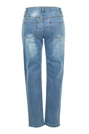 Product shot of The Boyfriend Slim Leg Jean in colour Blue (Blue), from the back