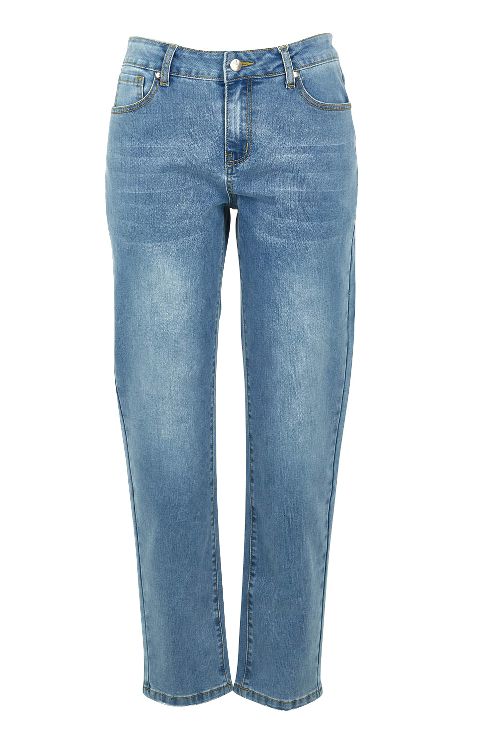 Product shot of The Boyfriend Slim Leg Jean in colour Blue (Blue), from the front