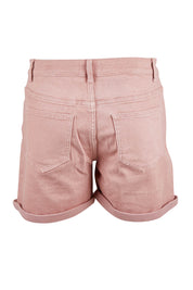 Product shot of The 5 Pocket Denim Short in colour Rosepink (Pink), from the back