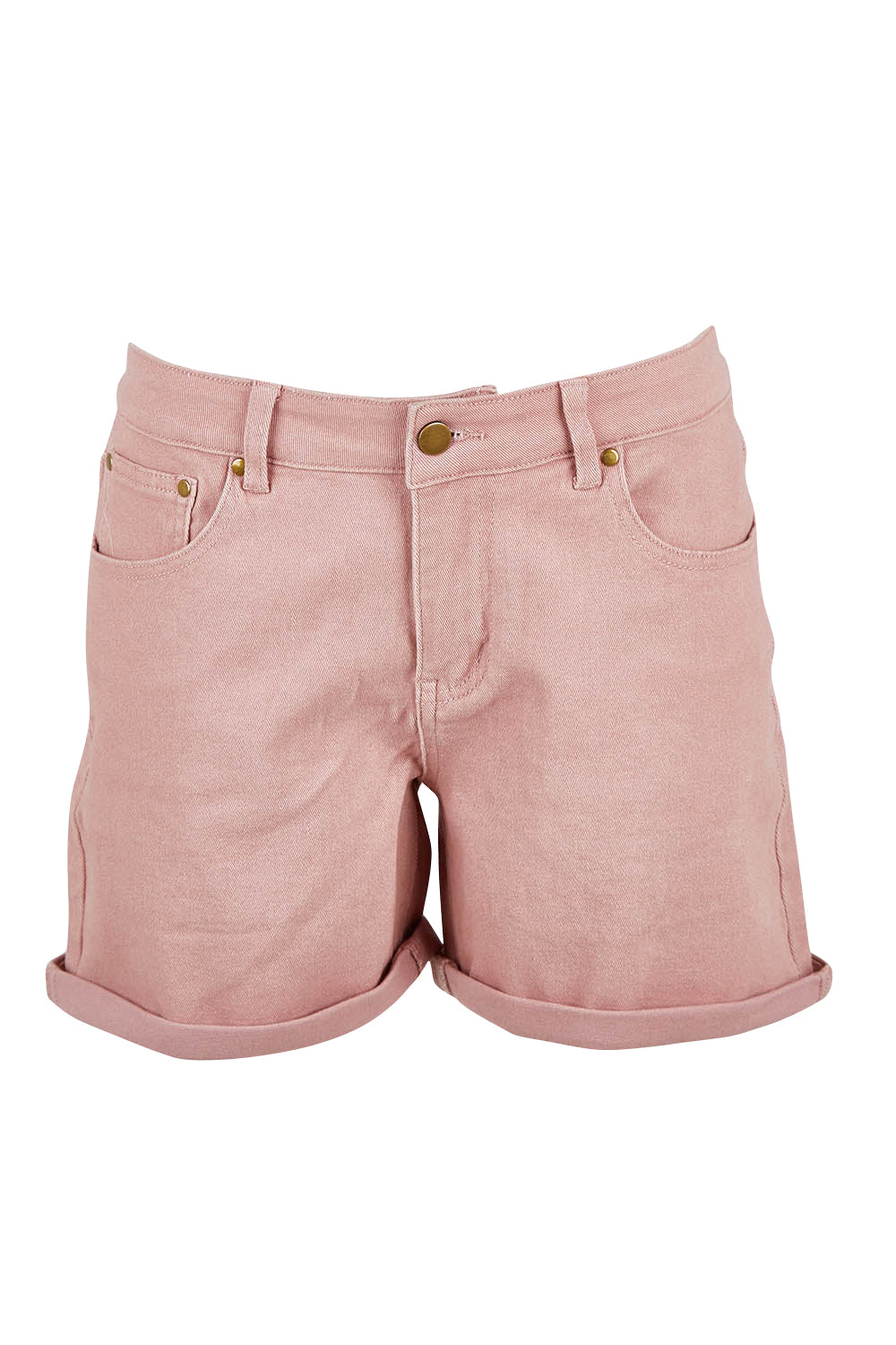Product shot of The 5 Pocket Denim Short in colour Rosepink (Pink), from the front