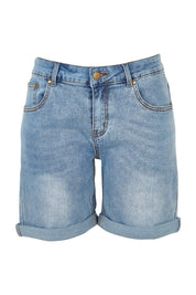 Product shot of The 5 Pocket Denim Short in colour Lightdenim (Blue), from the front