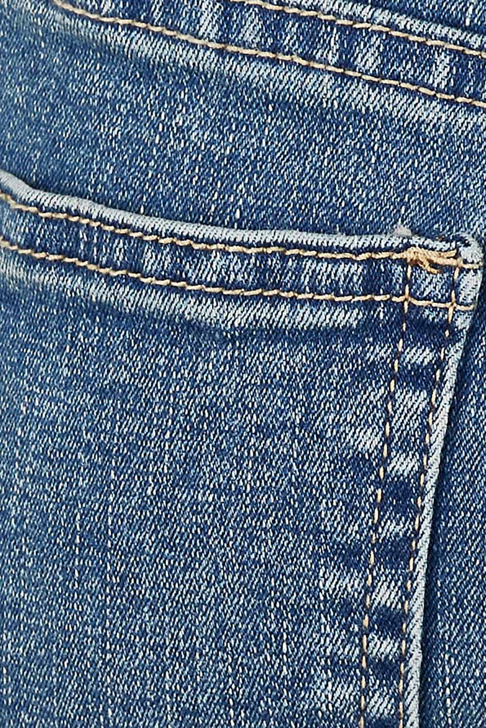 Product shot of The 5 Pocket Denim Skirt in colour Denim (Blue), detail