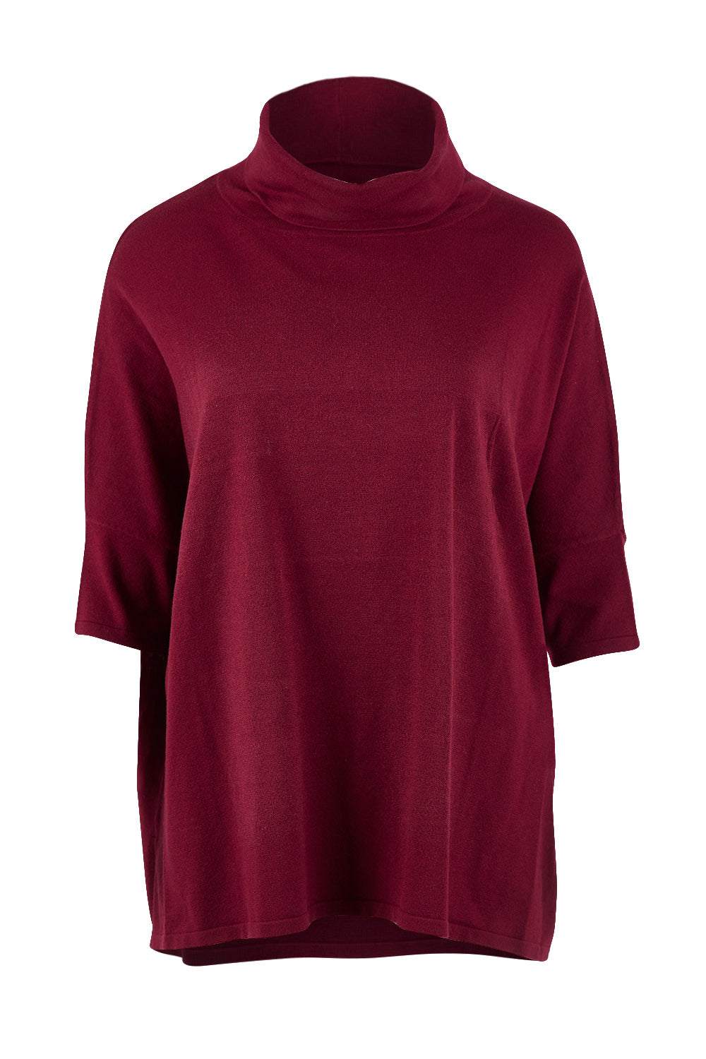 Product shot of The Roll Neck Easy Wear Jumper in colour Shiraz (Red), from the front