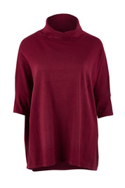 Product shot of The Roll Neck Easy Wear Jumper in colour Shiraz (Red), from the front