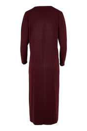 Product shot of The Comfort True Knit Dress in colour Burntplum (Purple), from the back