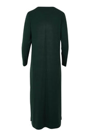 Product shot of The Comfort True Knit Dress in colour Darkpine (Green), from the back