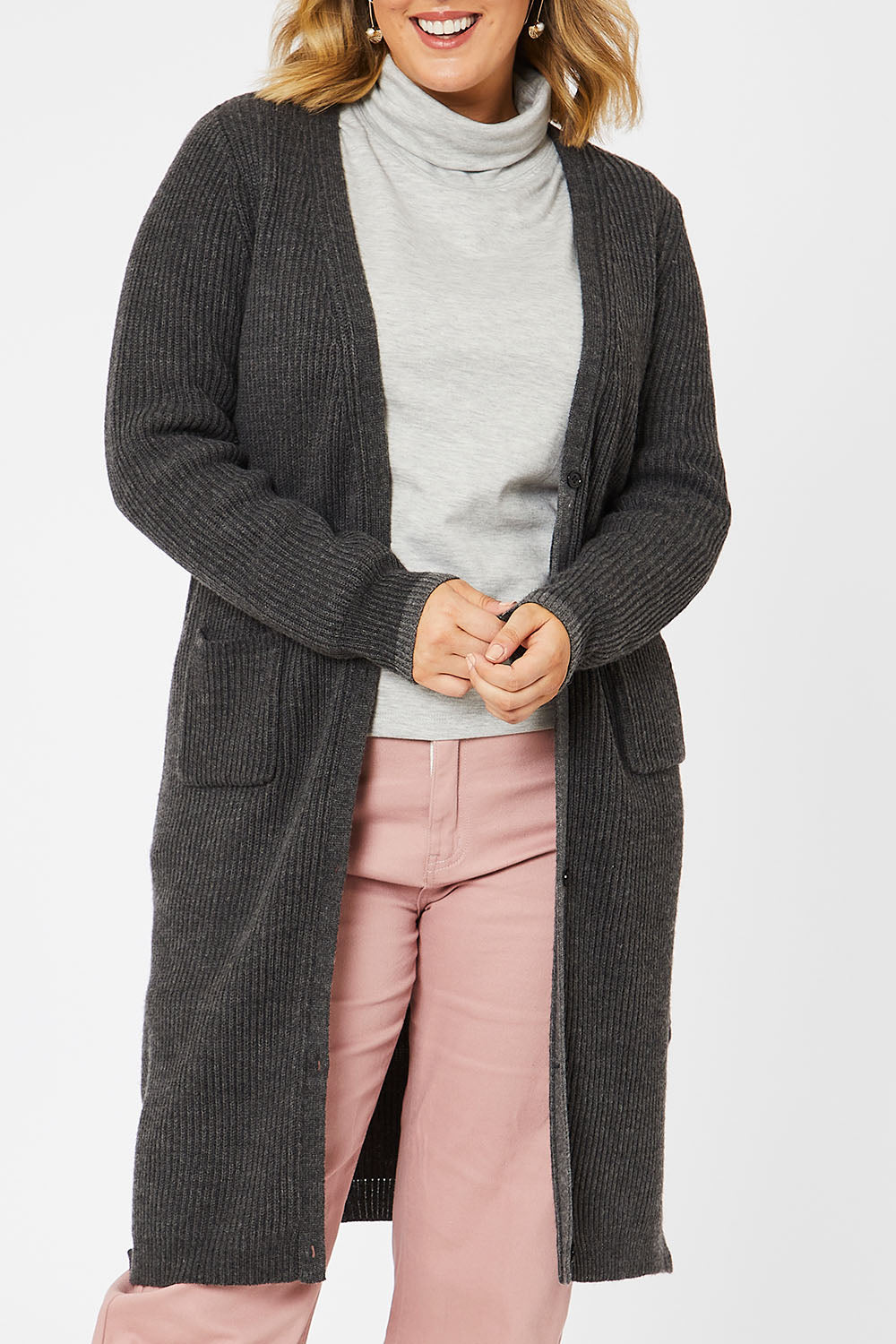 Preloved The 2 Tone Long Cardigan - Charcoal