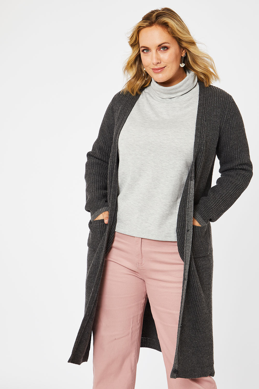 Preloved The 2 Tone Long Cardigan - Charcoal