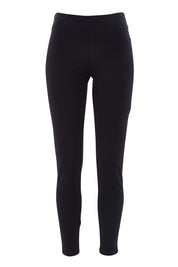 Product shot of The Essential Ponte Legging in colour Black (Black), from the front