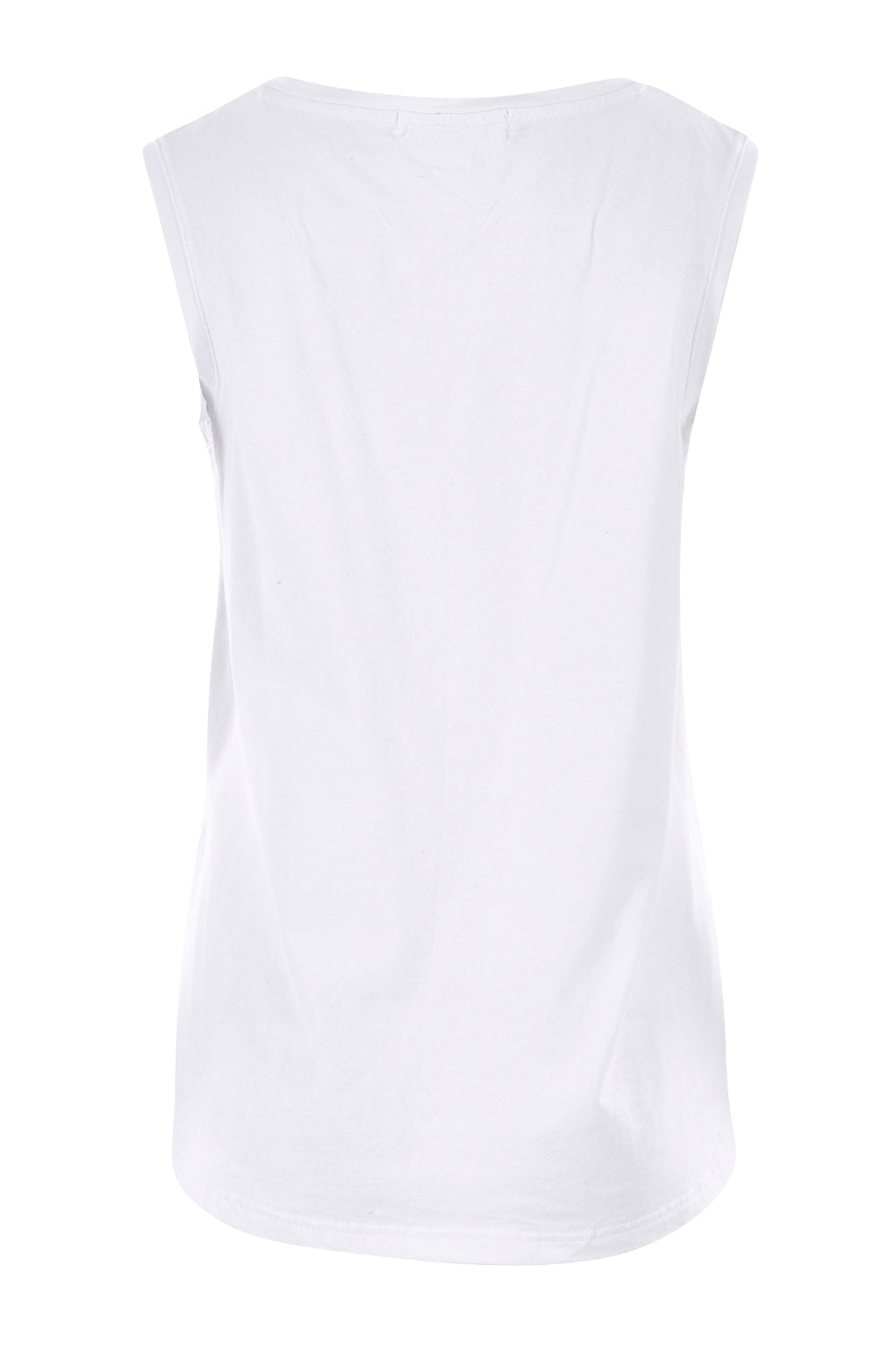 Product shot of The Step Hem Tank in colour White (White), from the back
