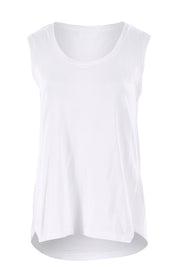 Product shot of The Step Hem Tank in colour White (White), from the front