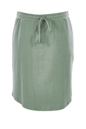 Product shot of The Drawcord Skirt in colour Khaki (Green), from the front