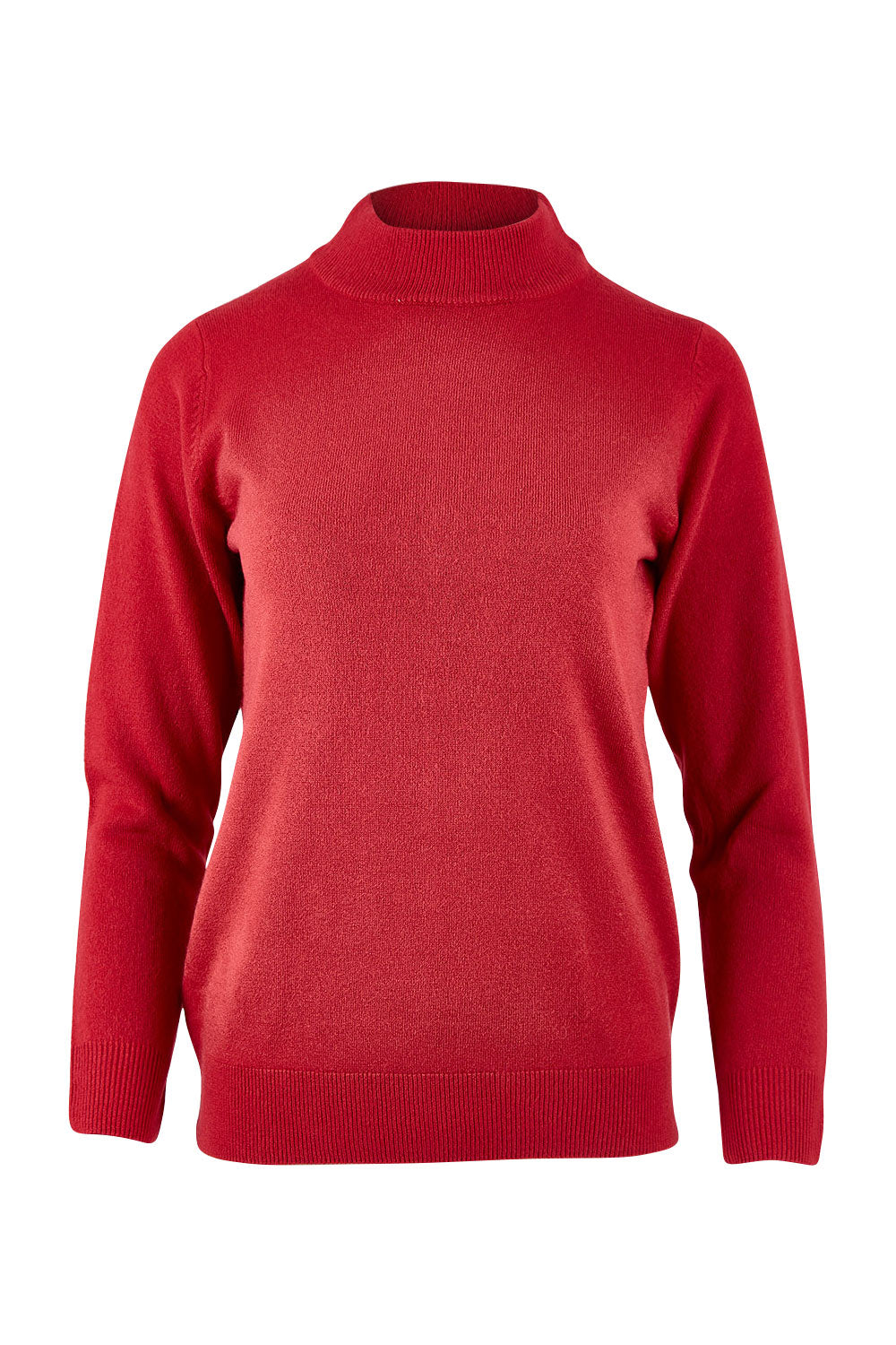 Product shot of The Essential Soft Jumper in colour Crimson (Red), from the front