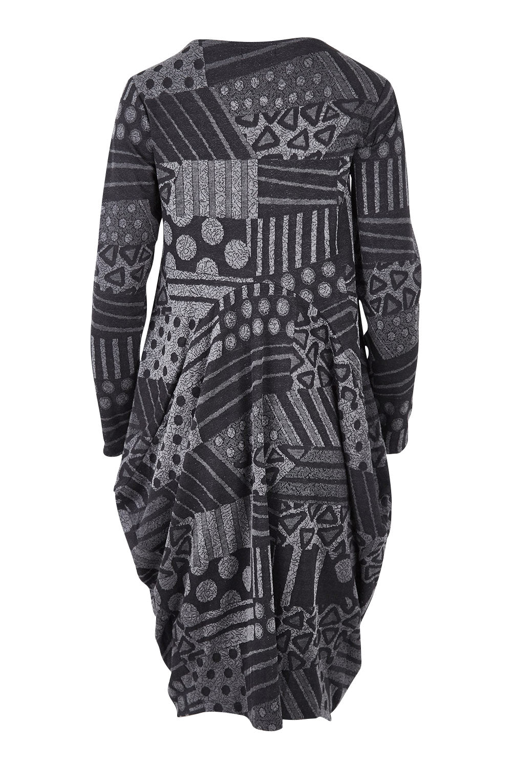 Product shot of The Jacquard Bounce Dress in colour Charcoal (Grey), from the back