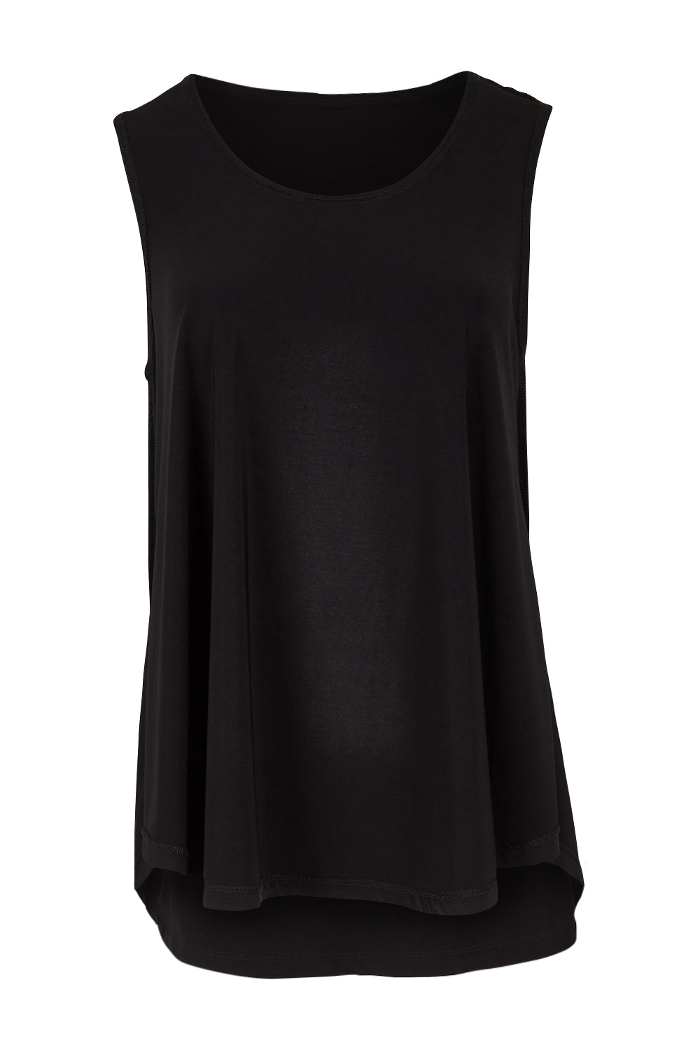 Product shot of The Essential Swing Tank in colour Black (Black), from the front