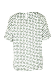 Product shot of The Frill Sleeve Blouse in colour Khaki (Green), from the back