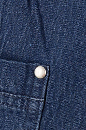 Product shot of The 3/4 Pull On Jean in colour Denim (Blue), detail