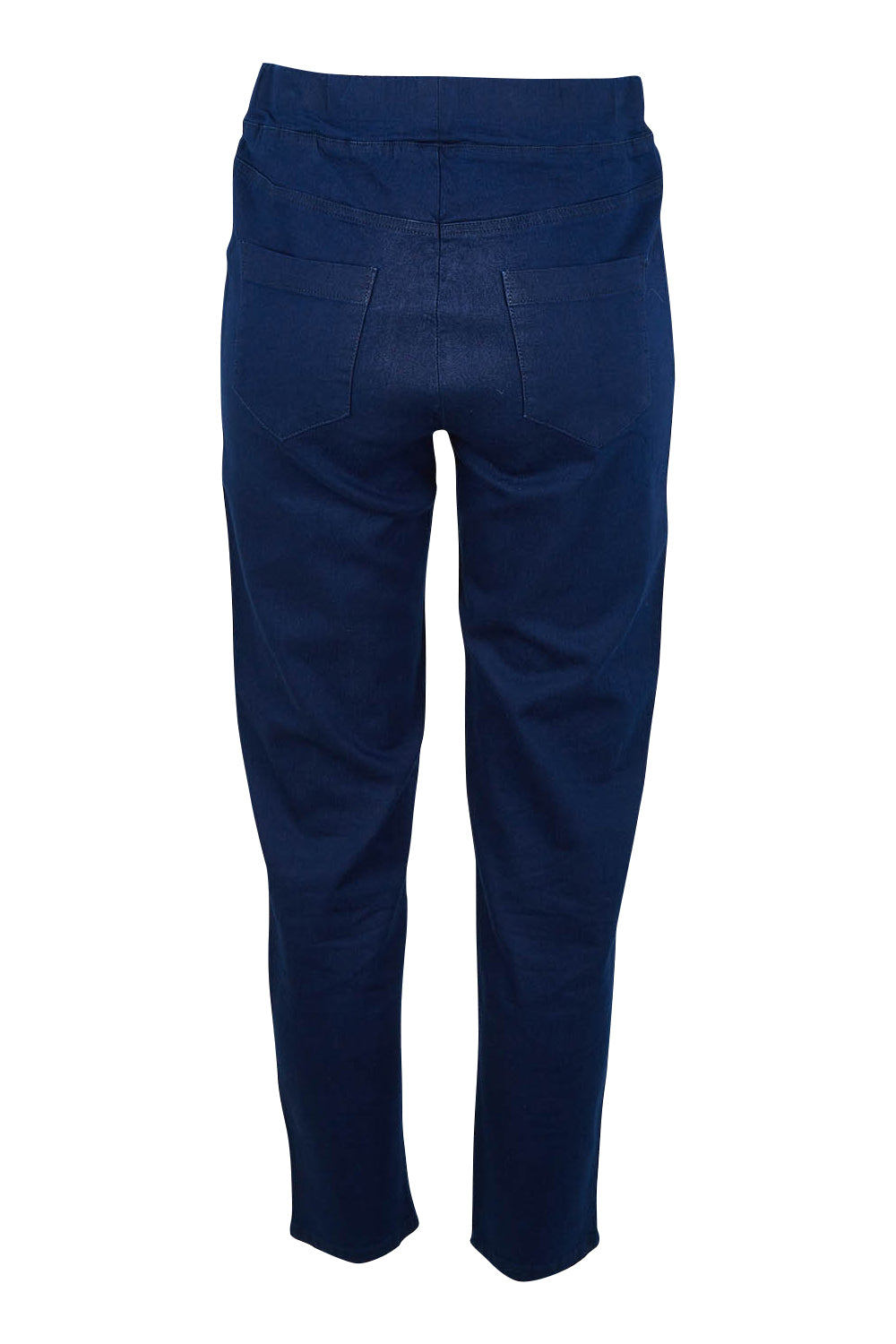 Product shot of The 7/8 Pull On Pant in colour Darkdenim (Blue), from the back