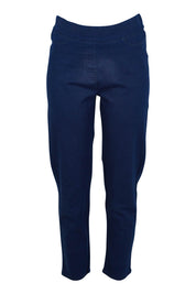 Product shot of The 7/8 Pull On Pant in colour Darkdenim (Blue), from the front