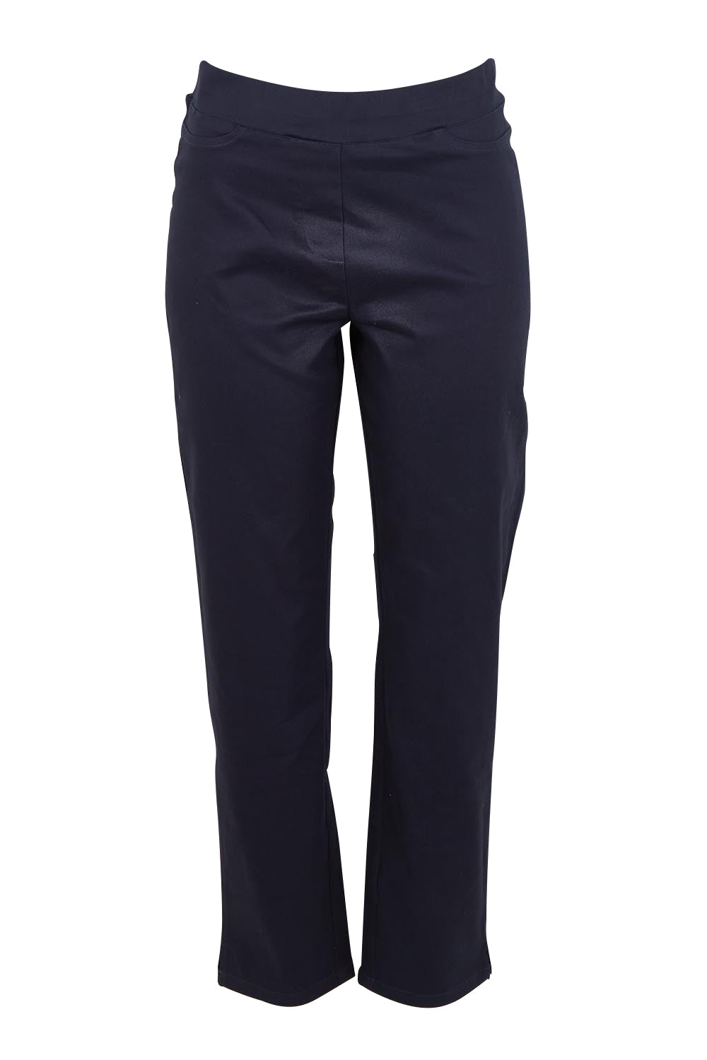 Product shot of The 7/8 Pull On Pant in colour Darknavy (Blue), from the front