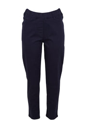 Product shot of The 7/8 Pull On Pant in colour Navy (Blue), from the front