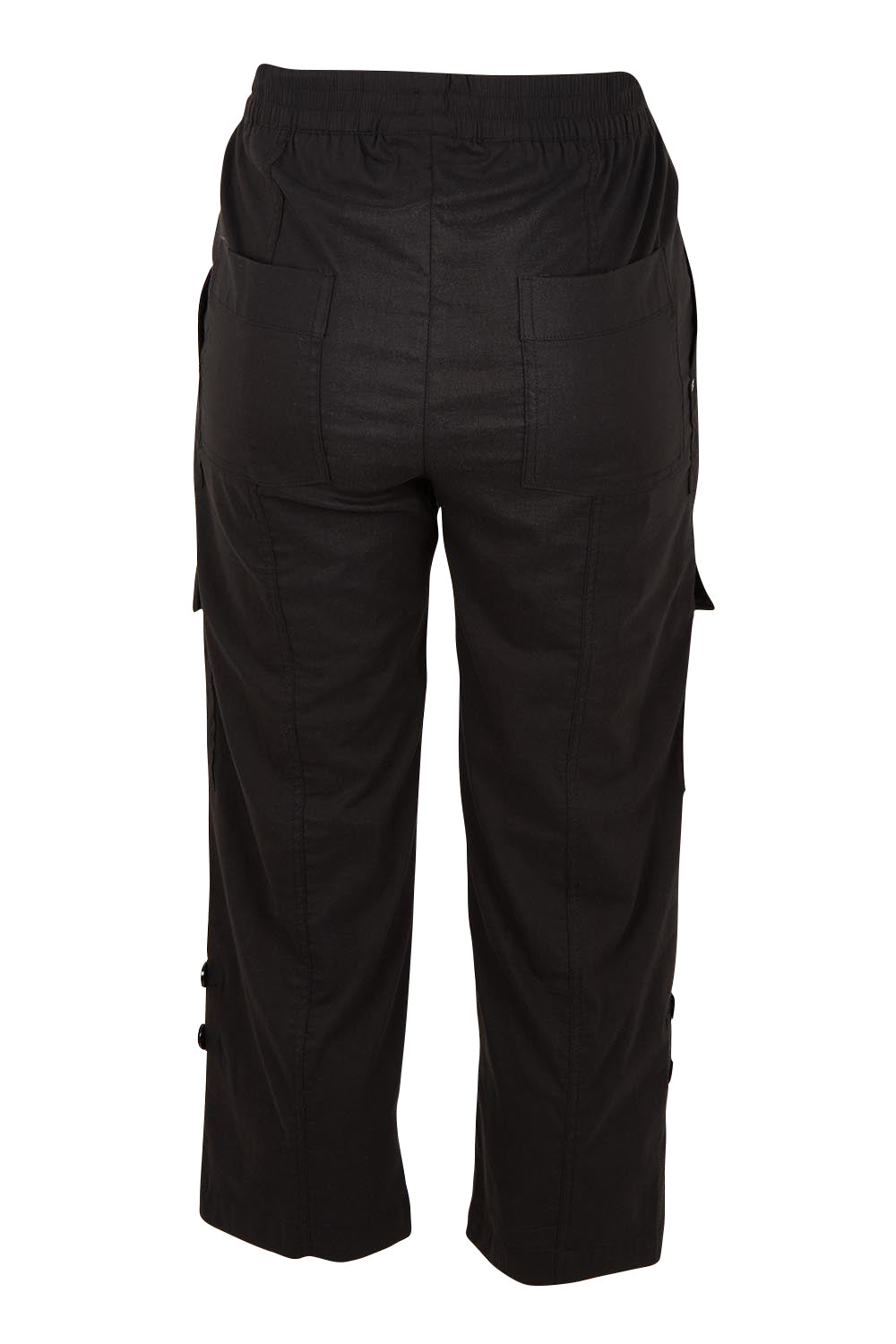 Product shot of The Cotton Blend Cargo Pant in colour Black (Black), from the back