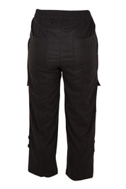 Product shot of The Cotton Blend Cargo Pant in colour Black (Black), from the back