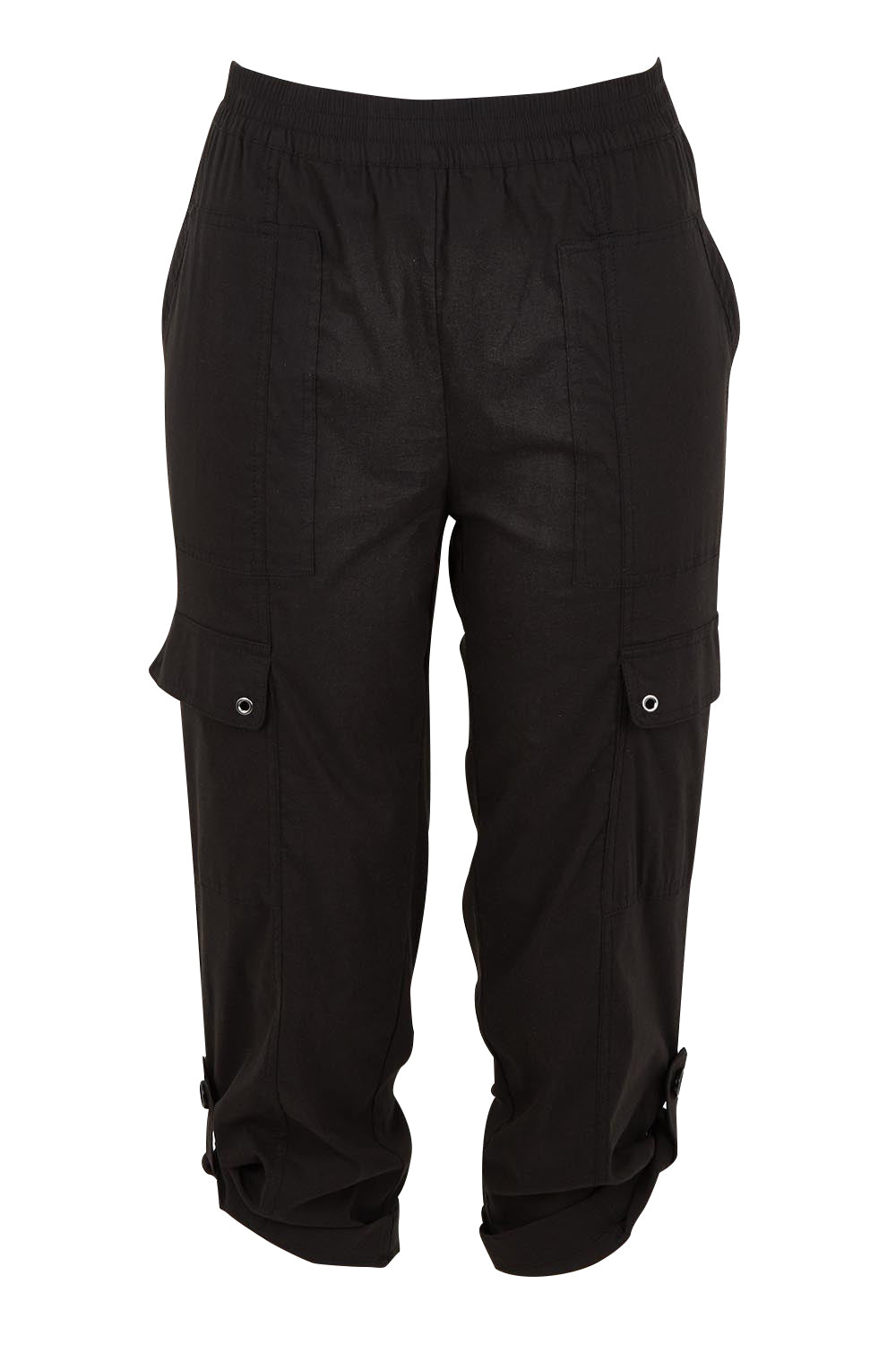 Product shot of The Cotton Blend Cargo Pant in colour Black (Black), detail