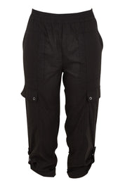 Product shot of The Cotton Blend Cargo Pant in colour Black (Black), detail