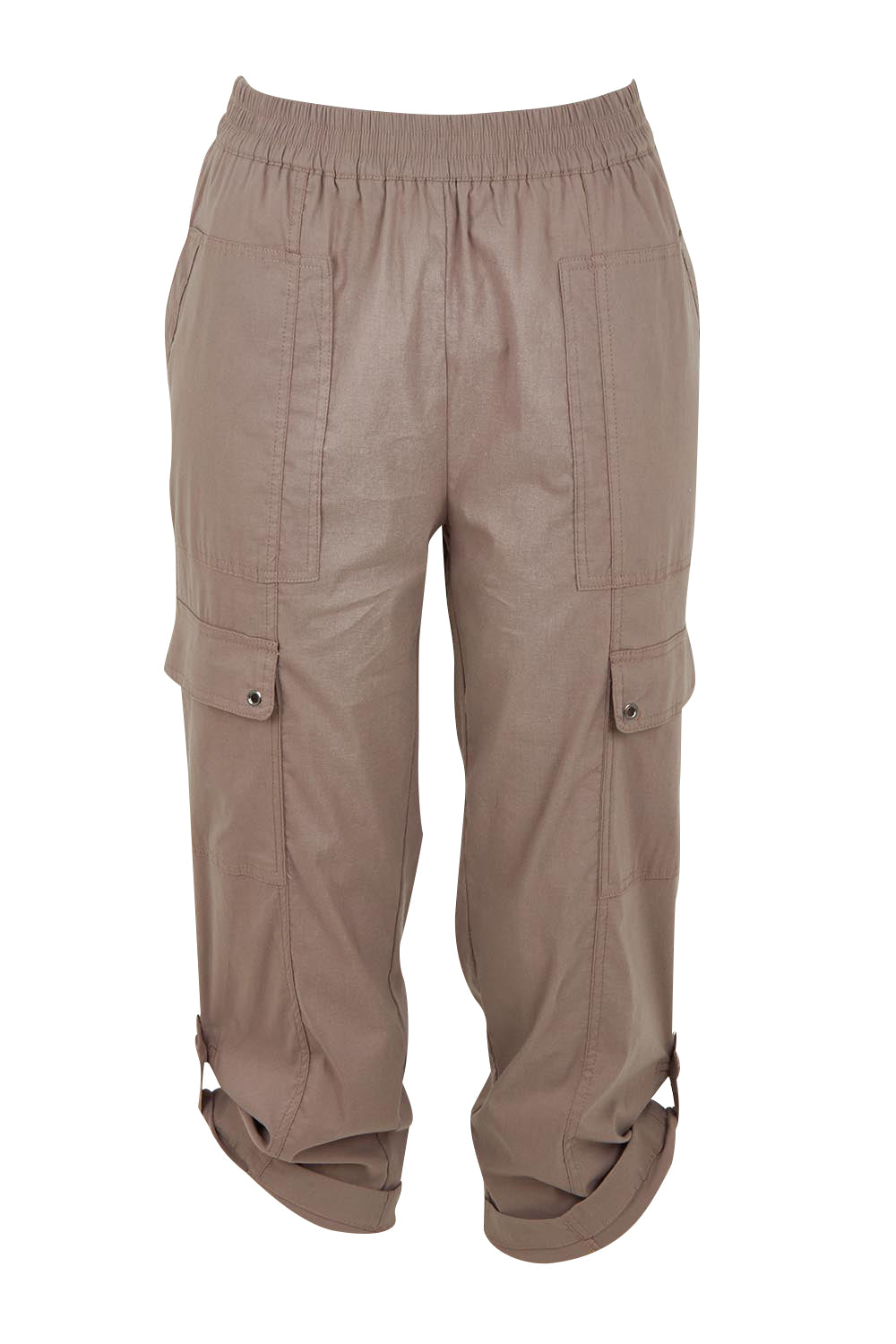 Product shot of The Cotton Blend Cargo Pant in colour Coffee, detail
