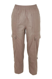 Product shot of The Cotton Blend Cargo Pant in colour Coffee, from the front
