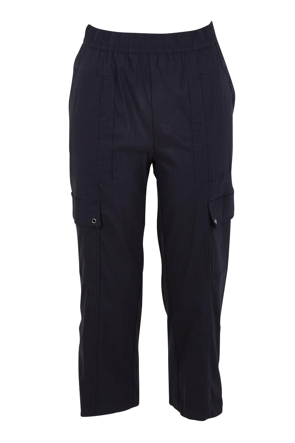 Product shot of The Cotton Blend Cargo Pant in colour Navy (Blue), from the front