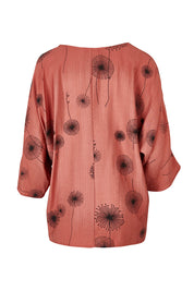 Product shot of The Relax Fit Printed Top in colour Rosecopper (Pink), from the back