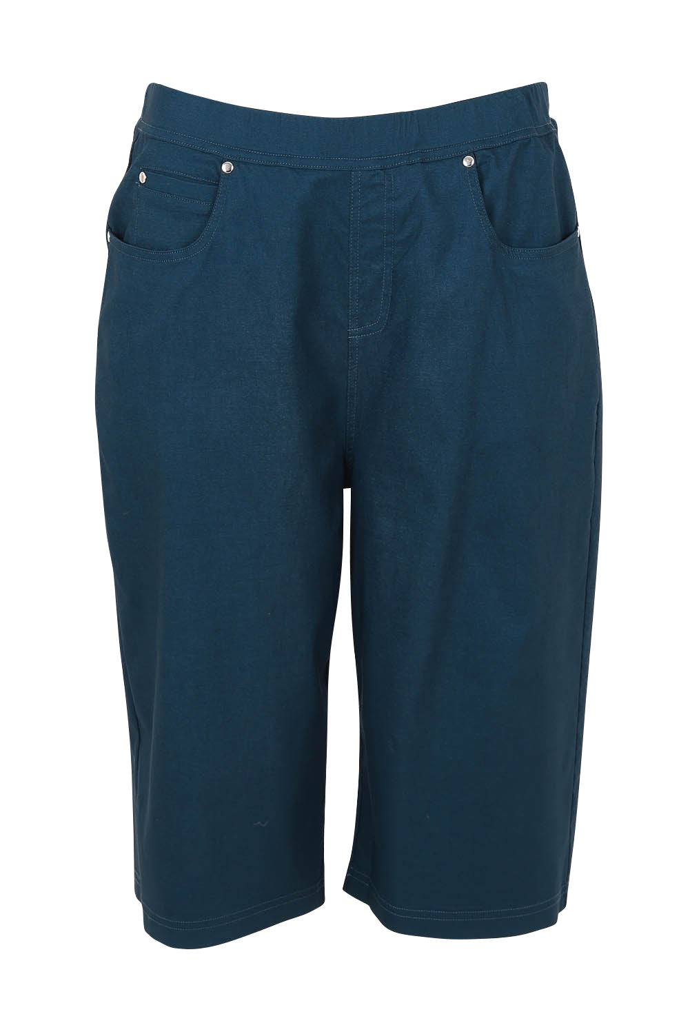 Product shot of The Cargo Short in colour Petrol (Blue), from the front