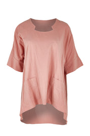 Product shot of The Upcycled Cotton Pocket Detail Top in colour Peach, from the front