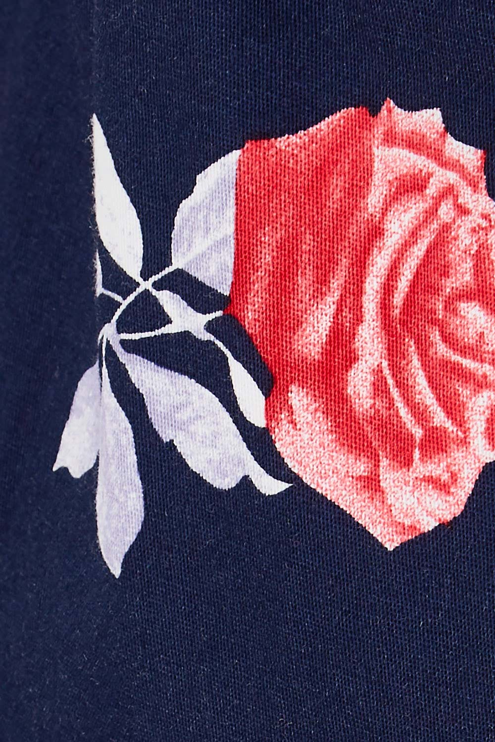 Product shot of The Printed Cotton Pull On Pant in colour Navyfloral (Blue), detail