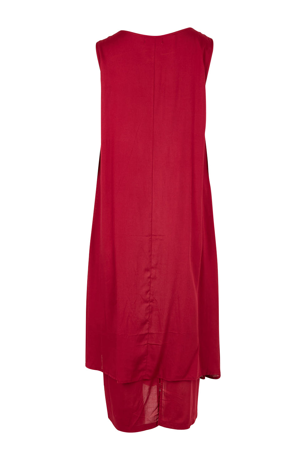 Product shot of The Everyday Layered Dress in colour Cherryred (Red), from the back