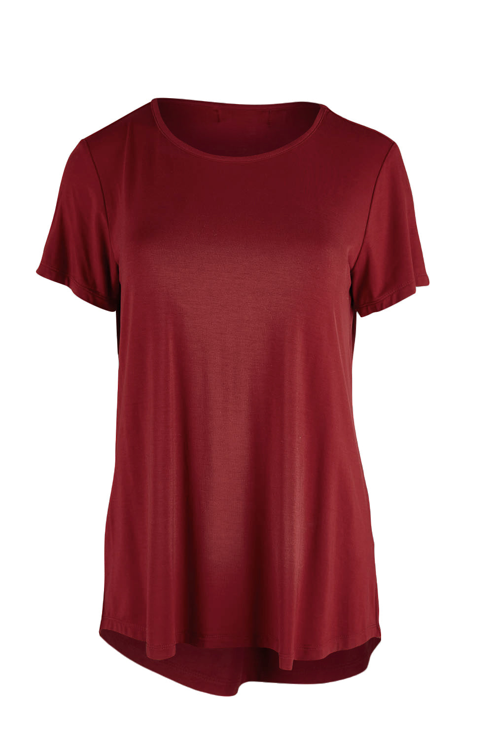 Product shot of The Back Pleat Detail Tee in colour Cherryred (Red), from the front