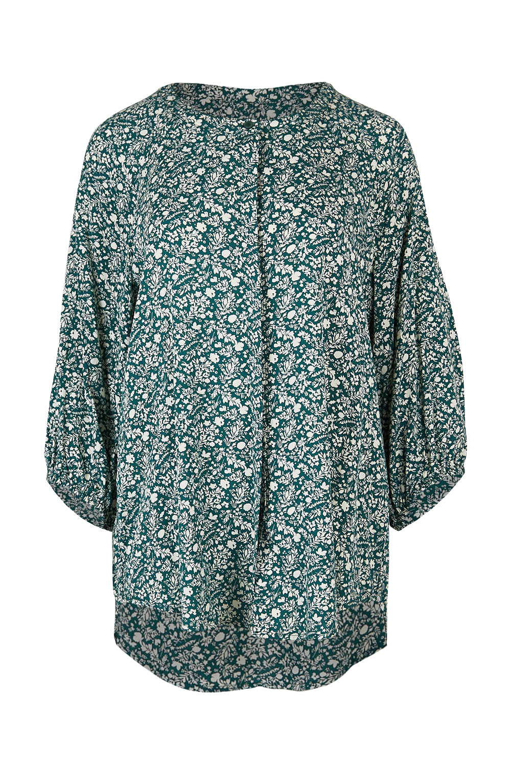 Product shot of The Perfect Relaxed Fit Shirt in colour Greenivory (Green), from the front