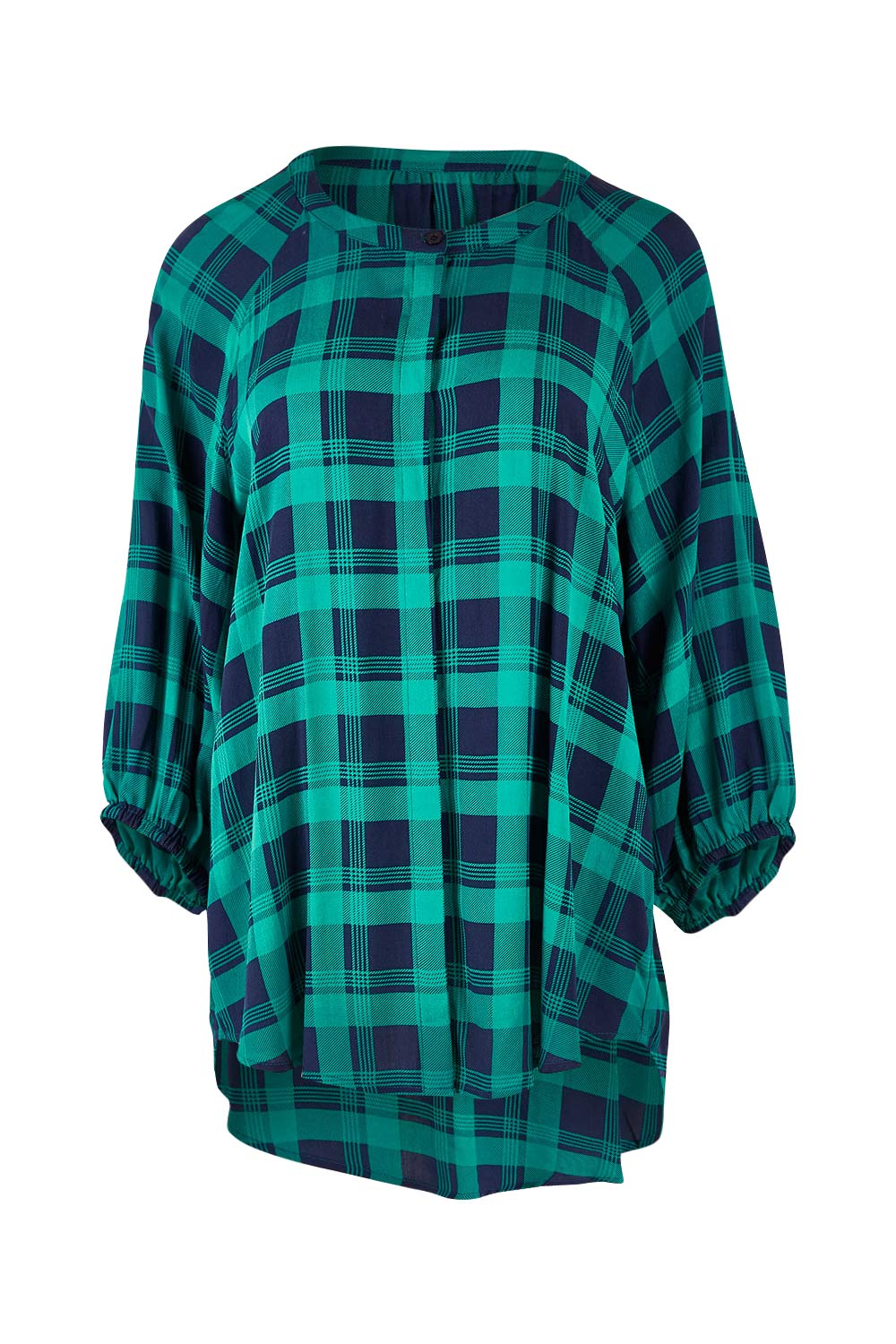 Product shot of The Perfect Relaxed Fit Shirt in colour Navycheck (Blue), from the front