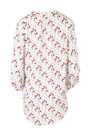 Product shot of The Perfect Relaxed Fit Shirt in colour Redfloral (White), from the back