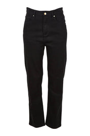 Product shot of The Keepers Highwaisted Straight Jean in colour Black (Black), from the front