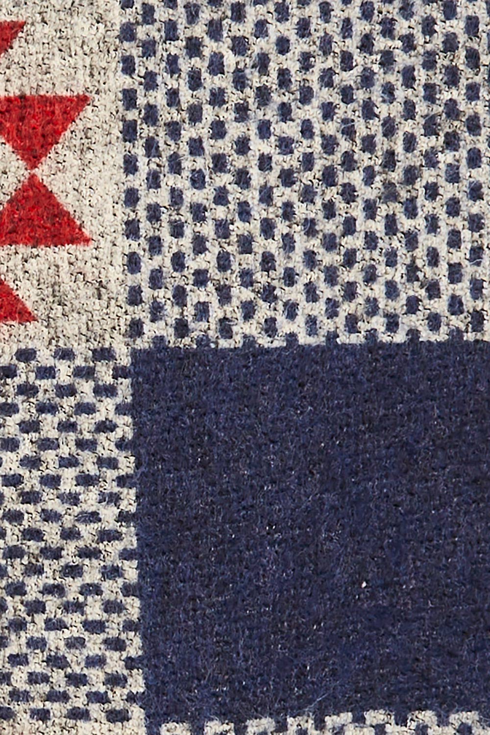 Product shot of The Woolly Knit High Low Tunic in colour Navyred (Blue), detail